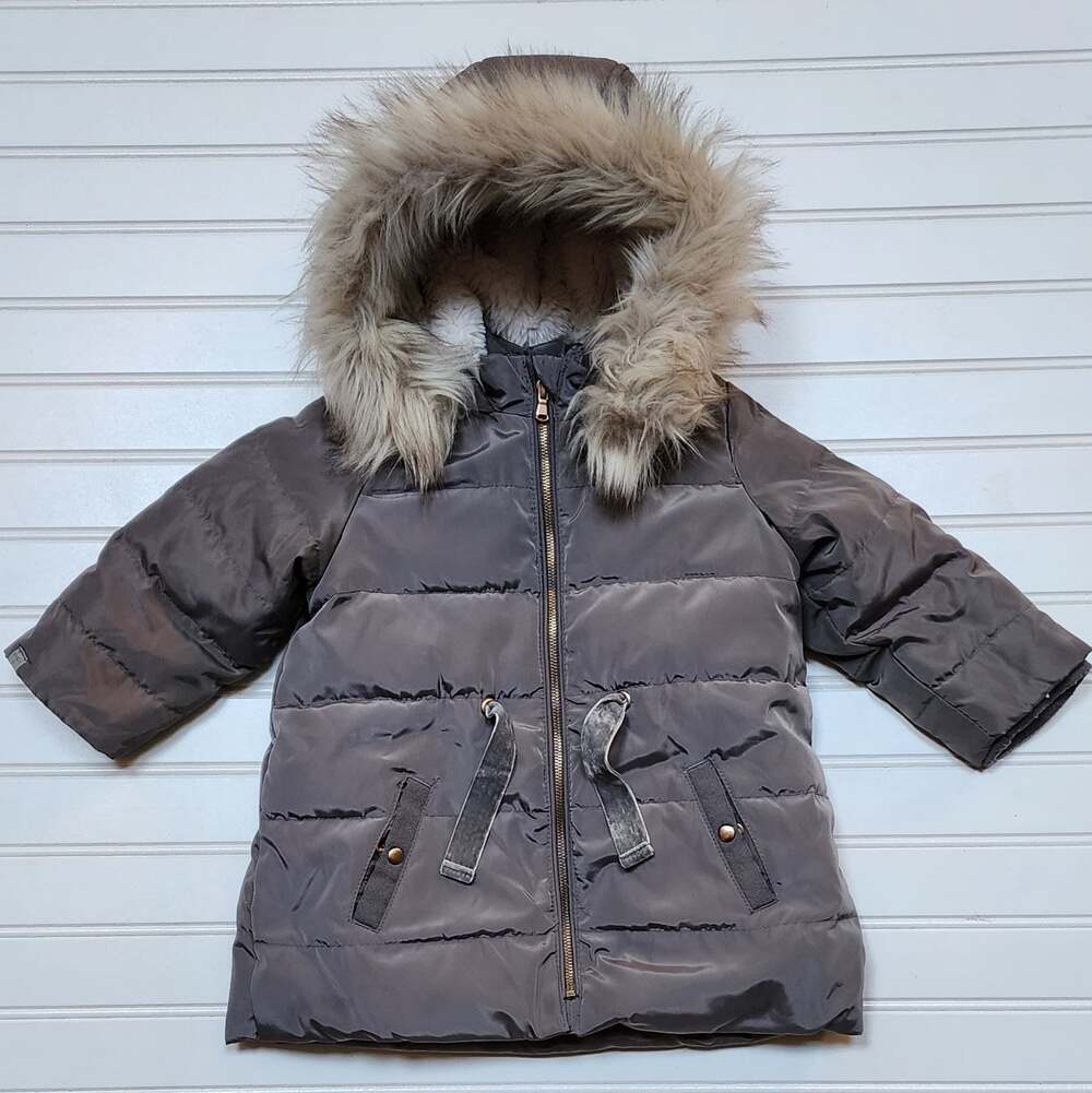 Zara Baby Girls Down Faux Fur Puffer Jacket Size 12-18 Months